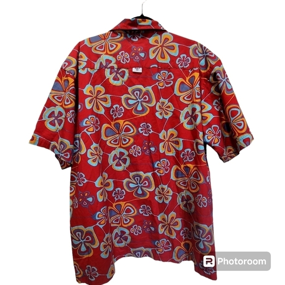 2XL Red Orange 100% Cotton Hawaiian Men's Casual Dress Shirt Office Party VCAY - Picture 2 of 8